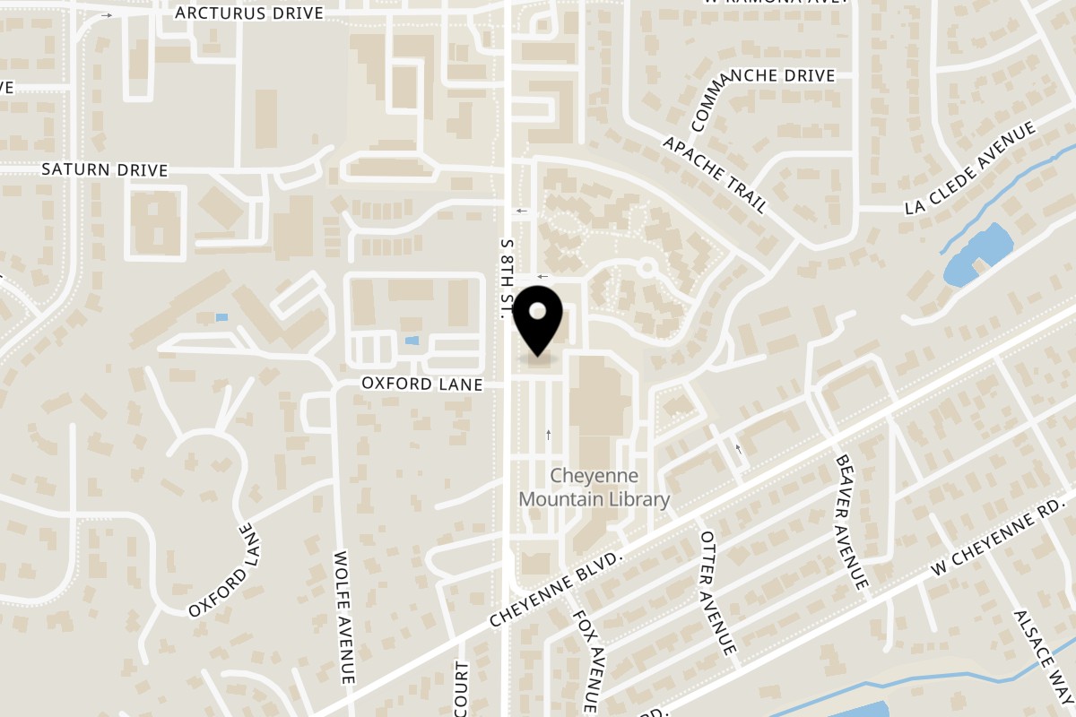 Map showing the location of Coal Mine Dragon Asian Bistro on 1779 S 8th St in Colorado Springs